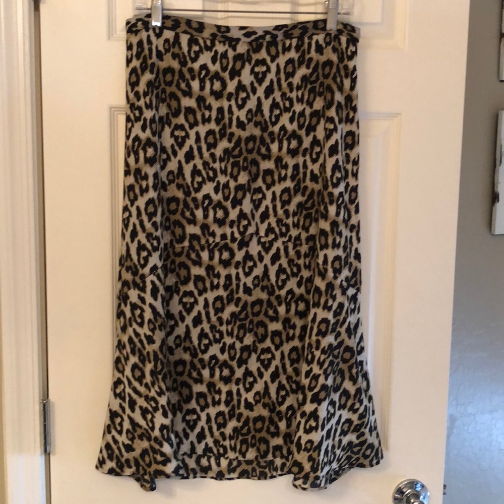 Banana Republic leopard print midi skirt